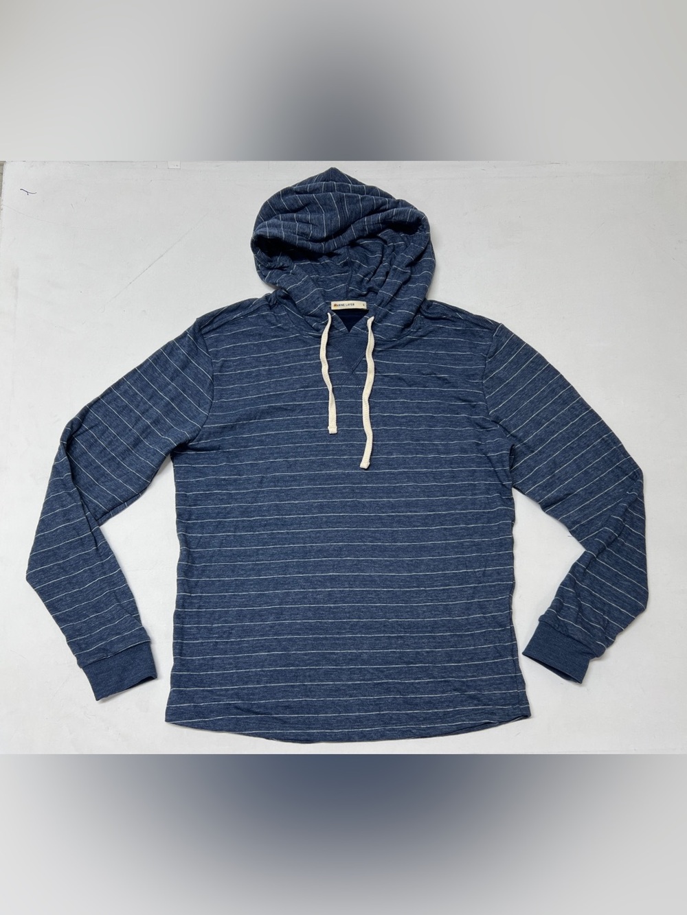 Marine Layer Men’s Small Blue Striped Lightweight Pullover Hoodie